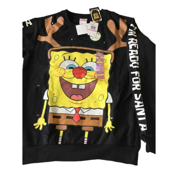 SpongeBob SquarePants Graphic Holiday light up Pullover Sweatshirt L Large NWT - Picture 4 of 6